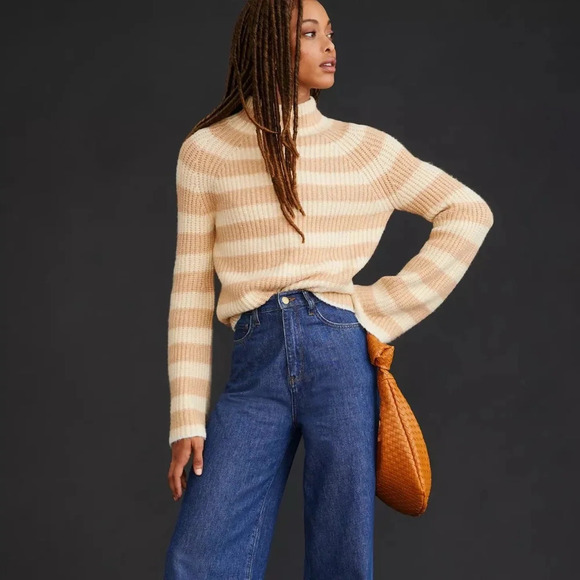 NWT Anthropologie Maeve Striped Turtleneck Sweater S - Picture 1 of 4